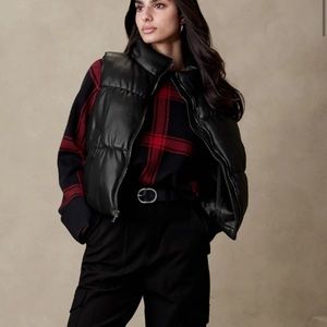 Banana Republic Factory Vegan Leather Puffer Vest- new with tags.  Large Petite.